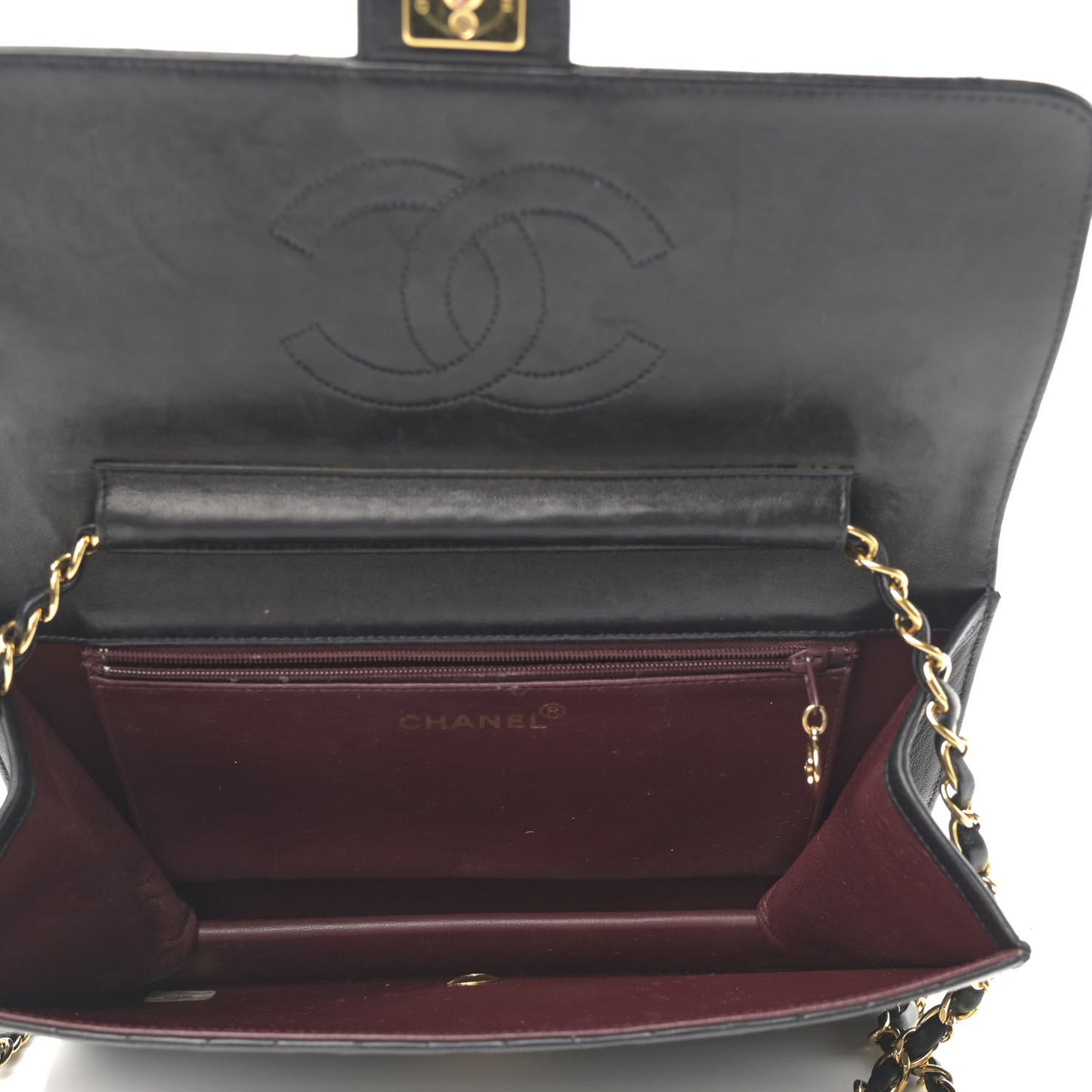 Lambskin Quilted Medium Single Flap Black