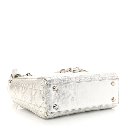 Christian Dior Metallic Grained Calfskin Cannage Small Lucky Badges My Lady Dior Silver 4 of 17