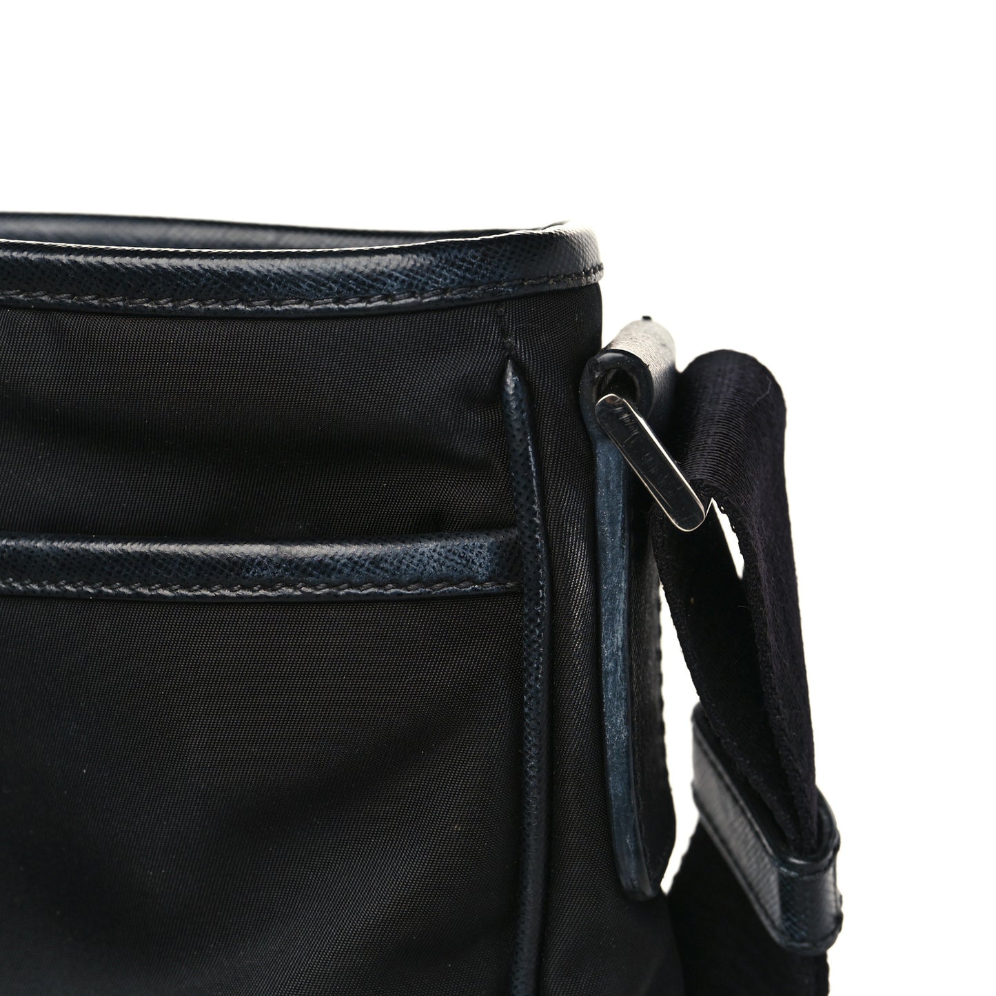 Tessuto Nylon Saffiano Flat Messenger Bag Black