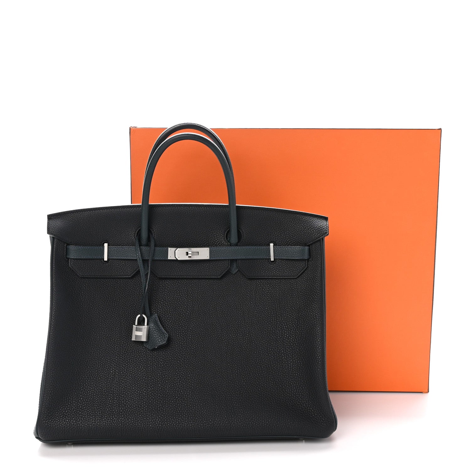 Hermes Togo Horseshoe Birkin 40 Black Vert Rousseau 12 of 12