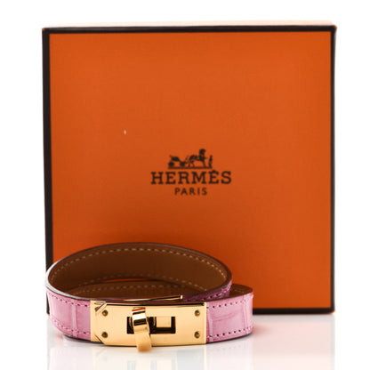 Hermes Matte Alligator Kelly Double Tour Bracelet 5P Pink 5 of 5