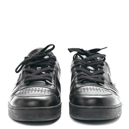 Prada Vitello Rois Metal Triangle Logo Mens Downtown Low Top Sneakers 11 Black 2 of 9
