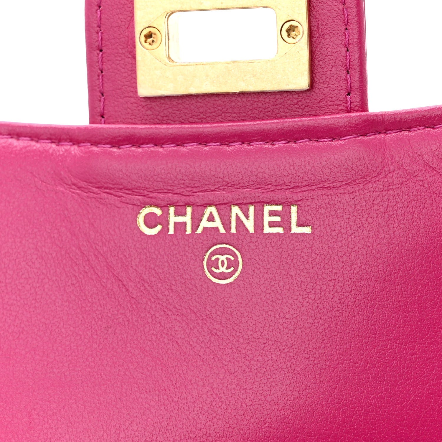 Chanel Aged Calfskin Quilted 2.55 Reissue Phone Holder With Chain Fuchsia 7 of 13