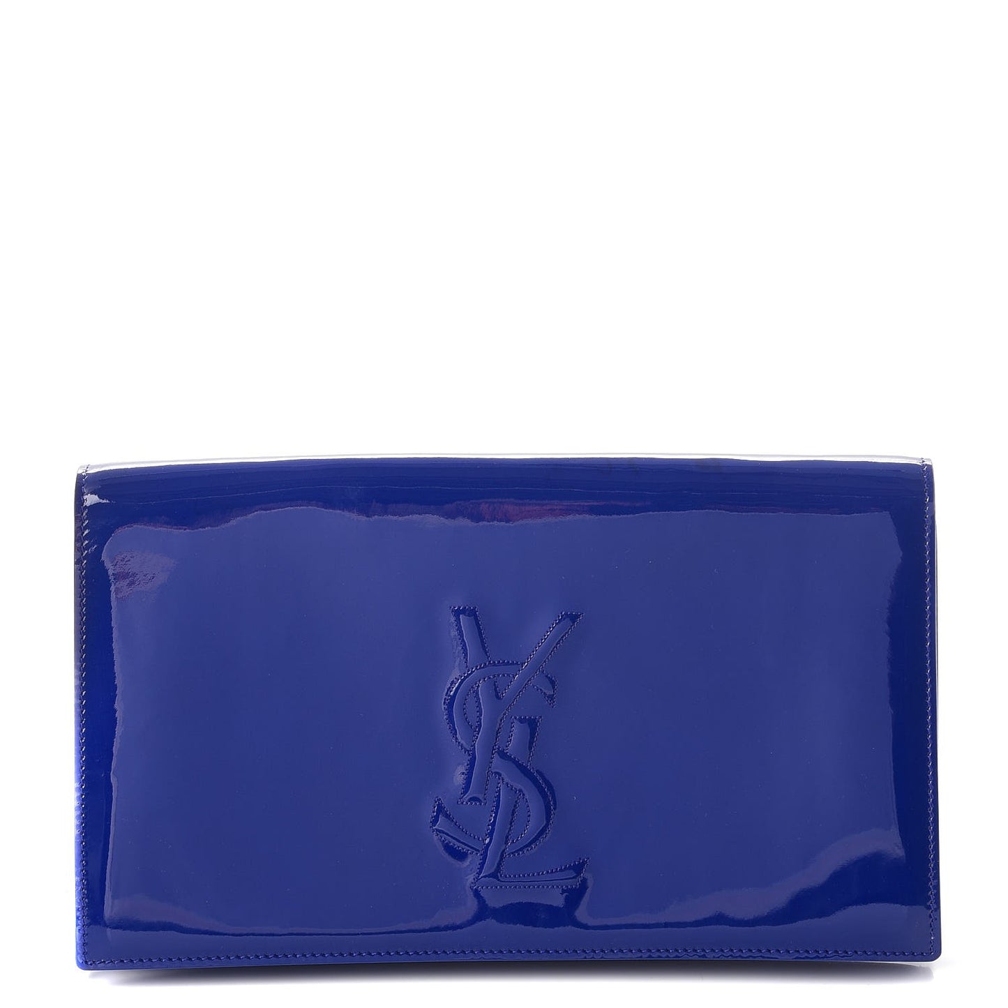Patent Calfskin Monogram Large Belle De Jour Clutch Royal Blue