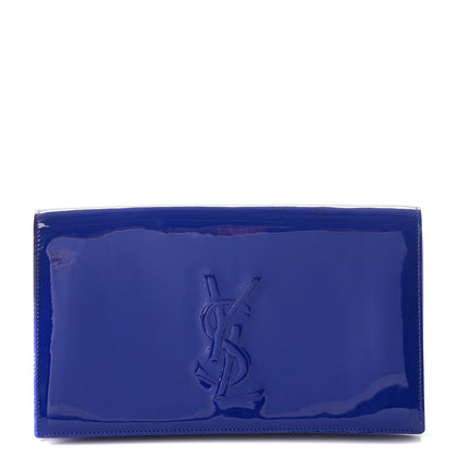 Saint Laurent Patent Calfskin Monogram Large Belle De Jour Clutch Royal Blue 1 of 7