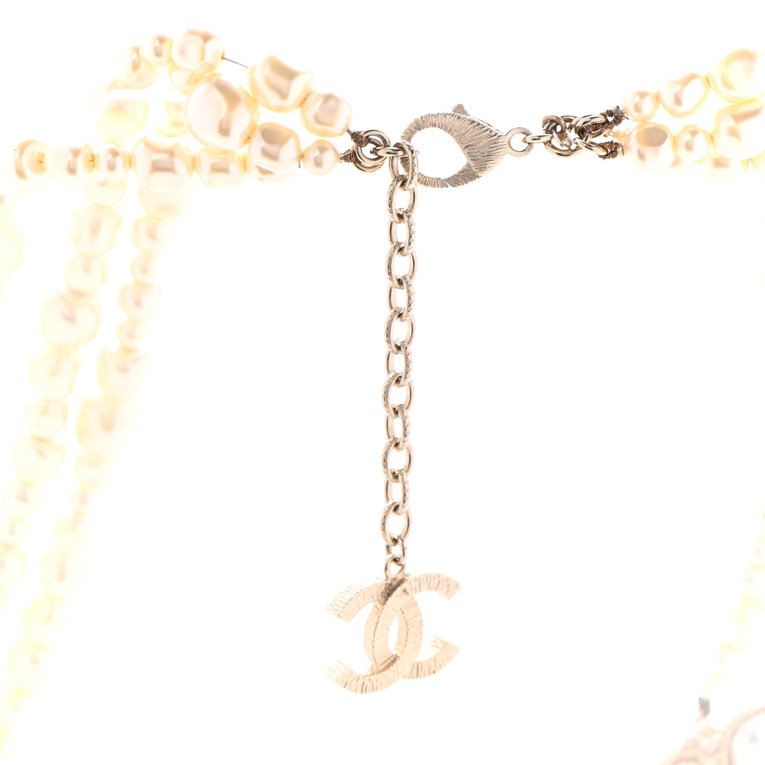 Chanel Graduated Pearl Crystal CC Multi Strand Necklace Gold 6 of 10