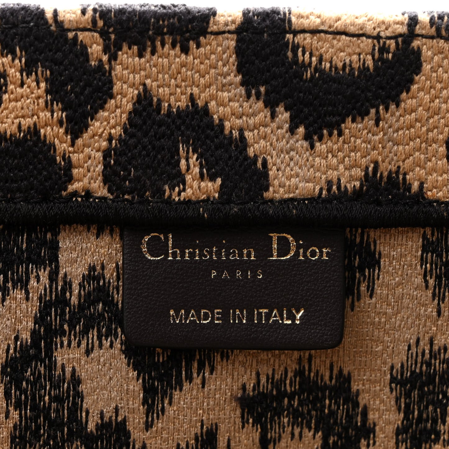 Canvas Mizza Embroidered Medium Leopard Book Tote Beige