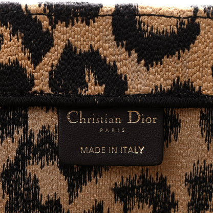 Christian Dior Canvas Mizza Embroidered Medium Leopard Book Tote Beige 6 of 10