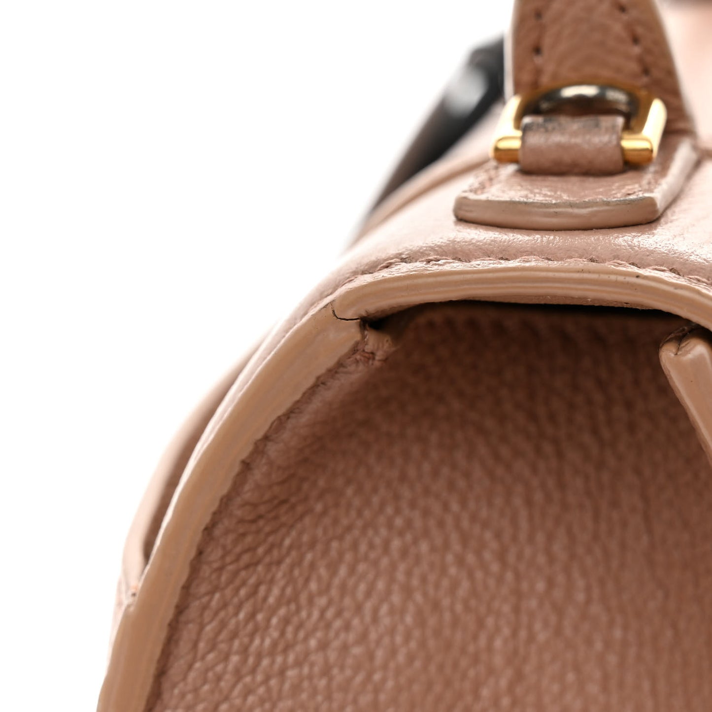 Grained Calfskin Small Hourglass Top Handle Bag Nude Beige