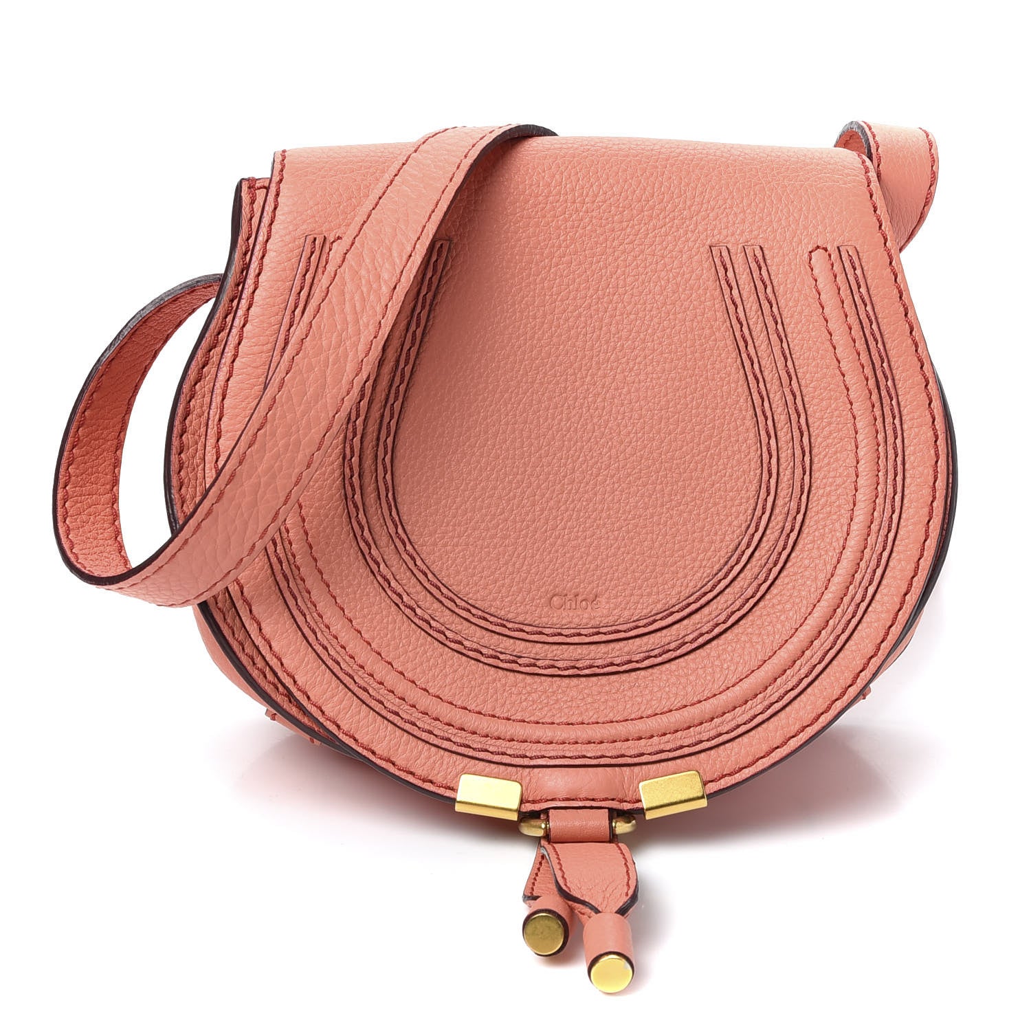 Chloe Calfskin Mini Marcie Round Crossbody Bag Coral Pop 1 of 9