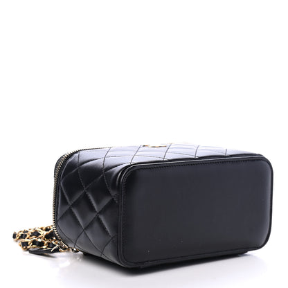 Chanel Lambskin Quilted Small Top Handle Vanity Case With Chain Black 3 of 4