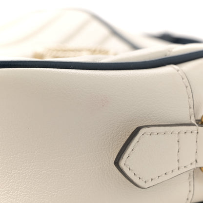 Gucci Vintage Effect Calfskin Matelasse Diagonal Small Torchon GG Marmont Chain Shoulder Bag Mystic White Blue Agata 14 of 14