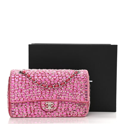 Chanel Satin Pearl Beaded Medium Flap Pink 11 of 11