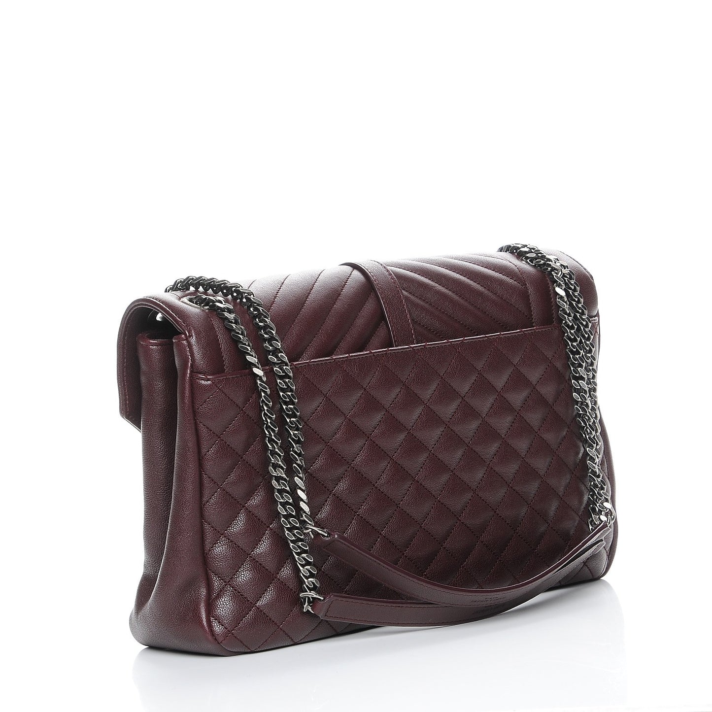 Calfskin Mixed Matelasse Triquilt Large Monogram Envelope Satchel Bordeaux