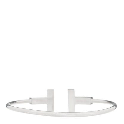 Tiffany 18K White Gold T Wide Wire Bracelet 2 of 5