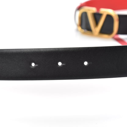 Valentino Garavani Glossy Calfskin VLogo Reversible 30mm Belt 80 Black Rouge Pur 5 of 6