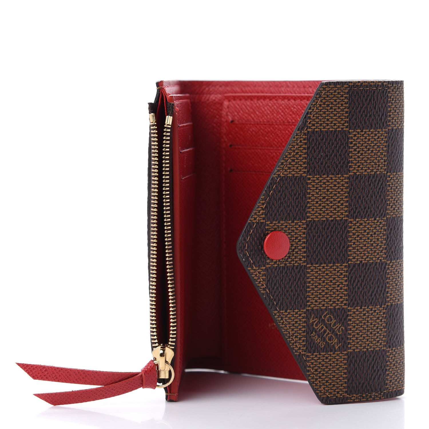 Louis Vuitton Damier Ebene Victorine Wallet Red 11 of 12