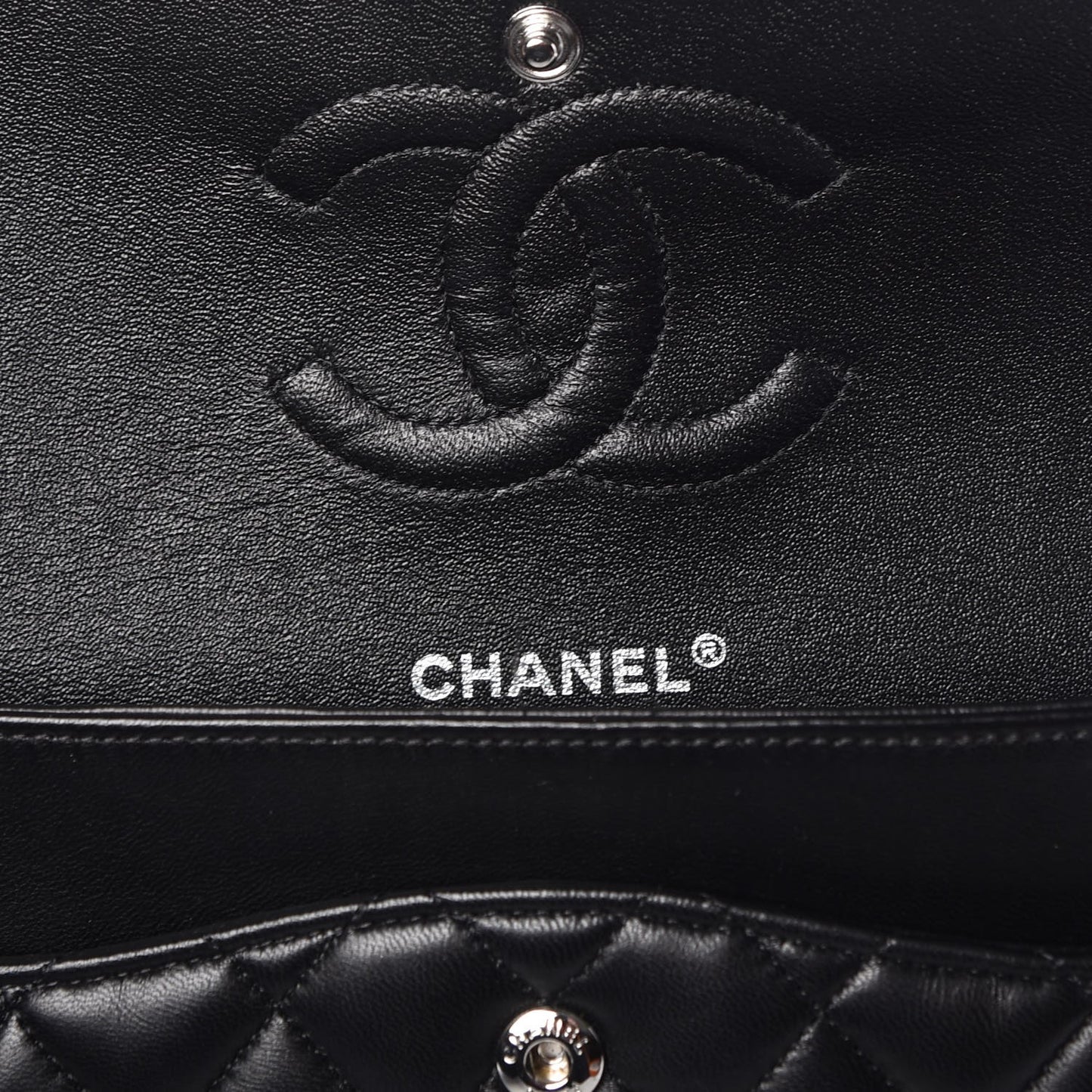 Lambskin Quilted Medium Double Flap Black