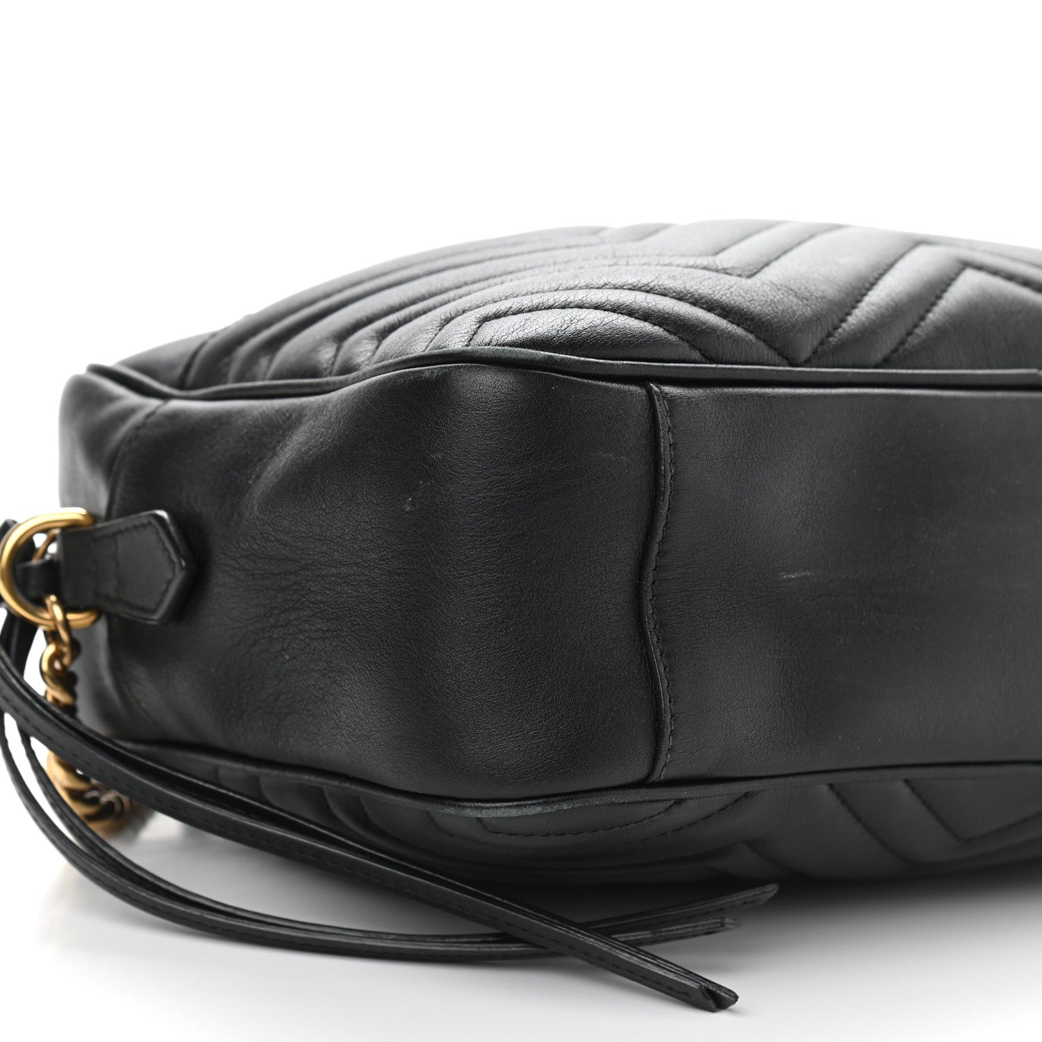 Gucci Calfskin Matelasse Medium GG Marmont Chain Shoulder Bag Black 8 of 9
