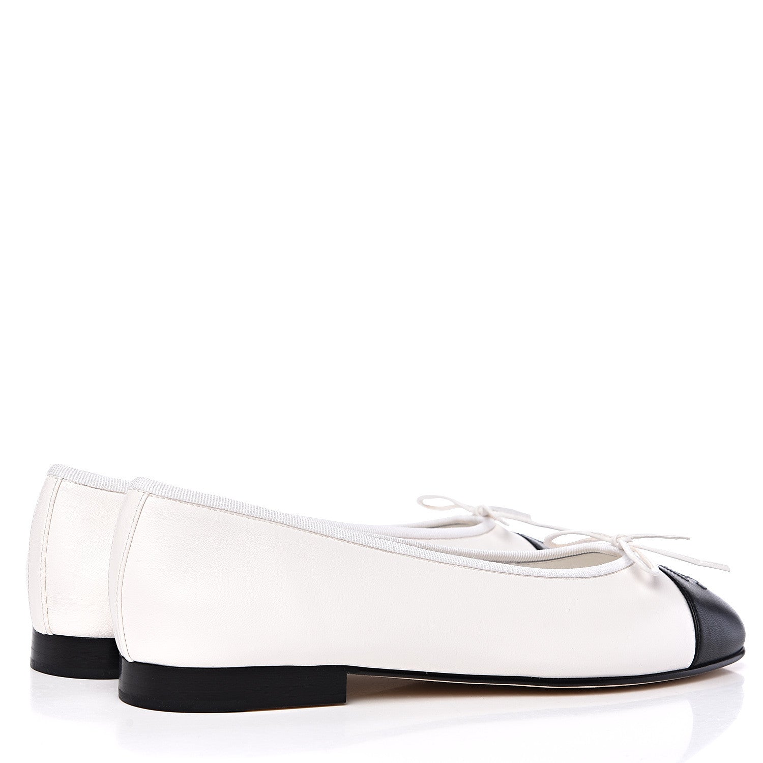 Chanel Lambskin Cap Toe Ballerina Flats 39 White Black 4 of 9
