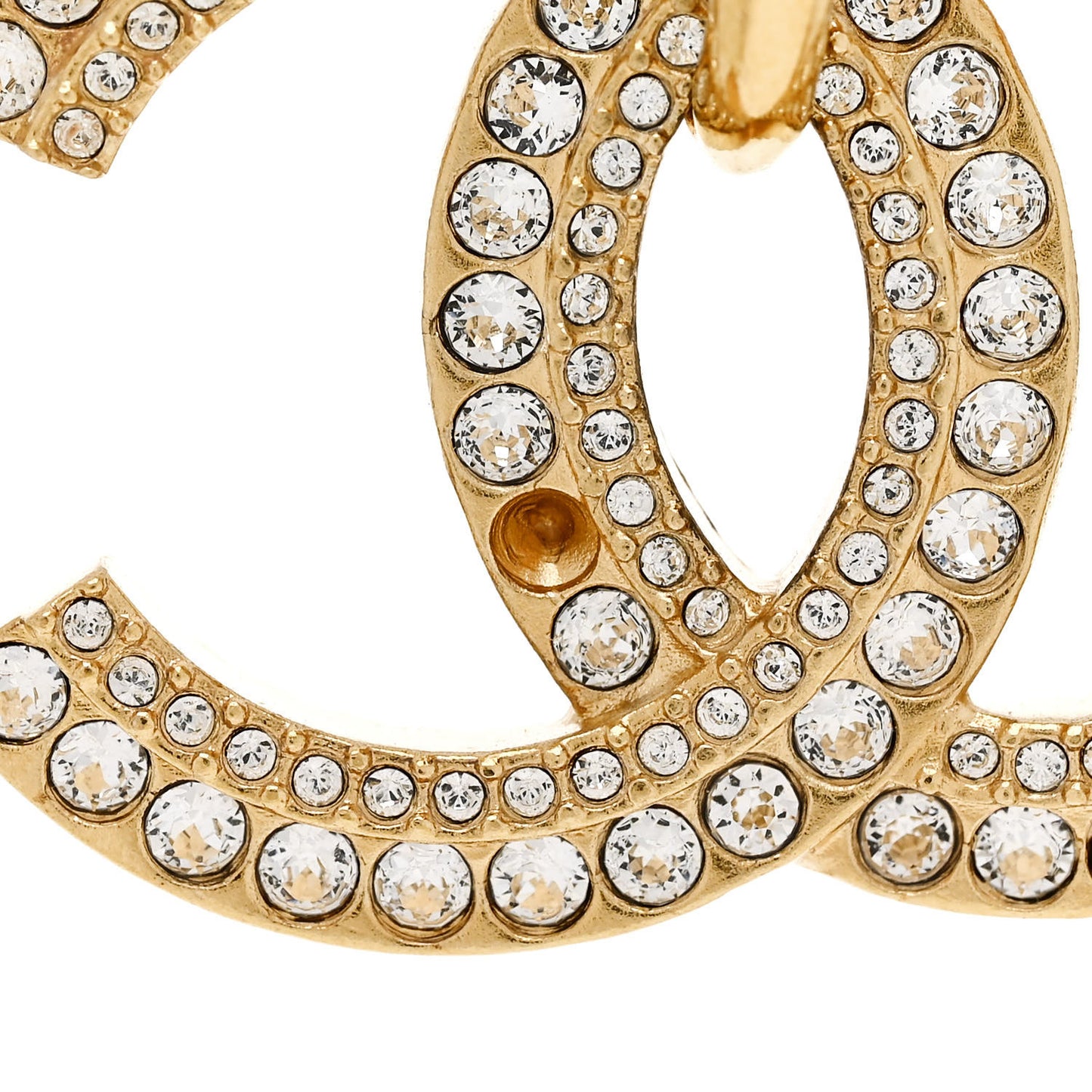Crystal Pearl CC Square Drop Earrings Gold Pearly White