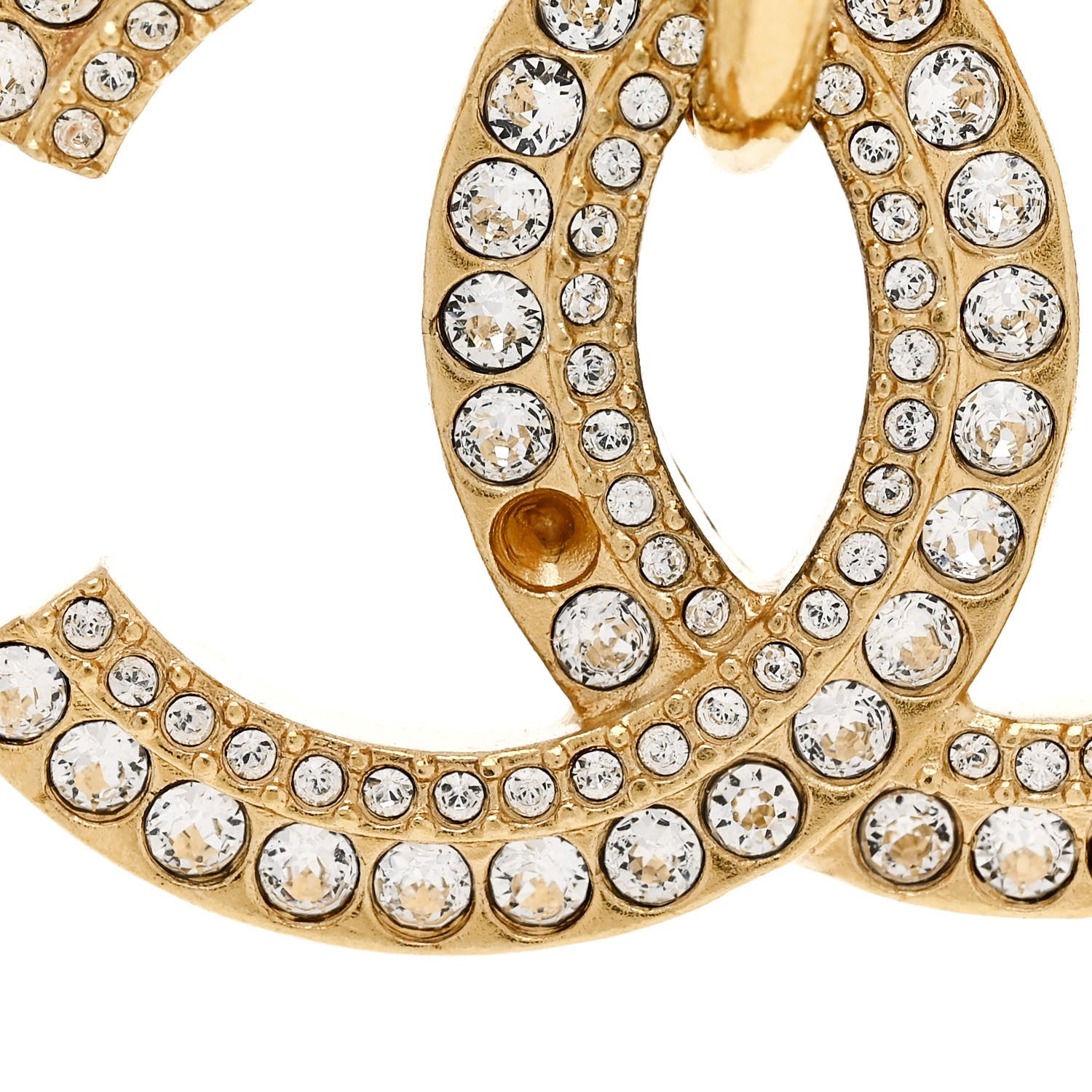 Chanel Crystal Pearl CC Square Drop Earrings Gold Pearly White 6 of 7