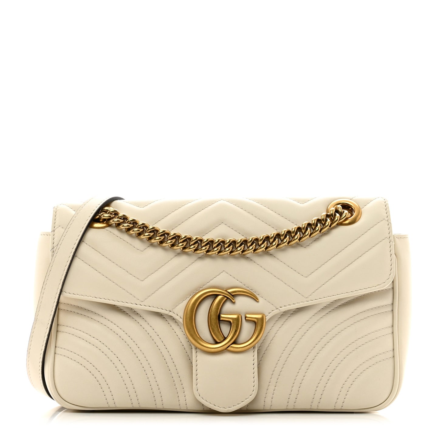 Calfskin Matelasse Small GG Marmont Shoulder Bag White