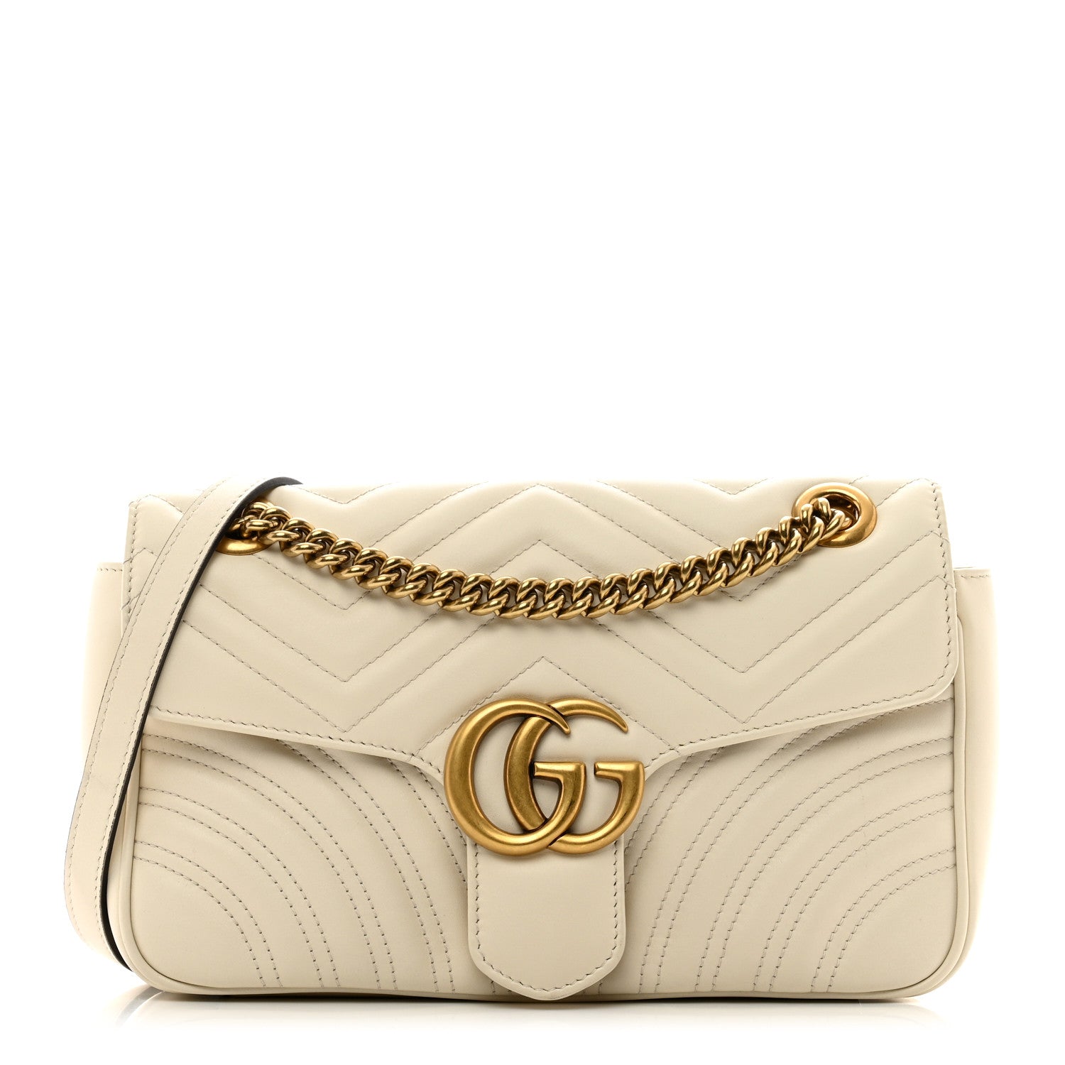 Gucci Calfskin Matelasse Small GG Marmont Shoulder Bag White 1 of 12