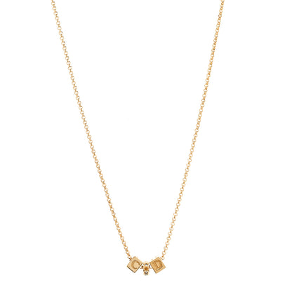 Christian Dior Crystal CD Cube Pendant Necklace Gold 1 of 4
