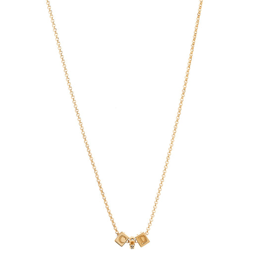 Crystal CD Cube Pendant Necklace Gold