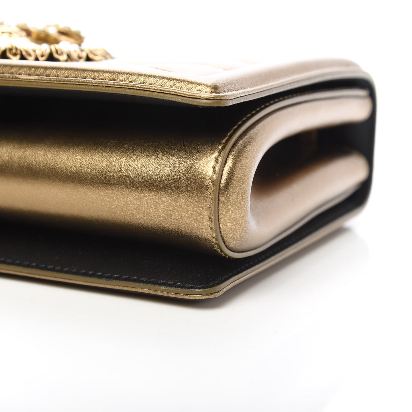 Metallic Calfskin Medium Devotion Crossbody Bag Gold