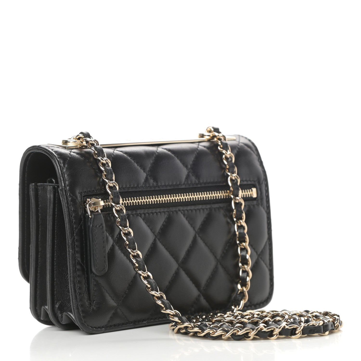Chanel Lambskin Quilted Mini Trendy CC Wallet On Chain WOC Black 3 of 13