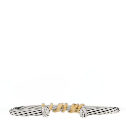 David Yurman Sterling Silver 18K Yellow Gold Diamond 4mm Helena Station Bracelet 2 of 3