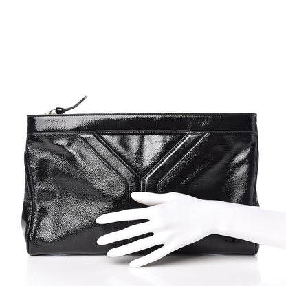 Saint Laurent Patent Oversized Cocktail Clutch Black 2 of 11