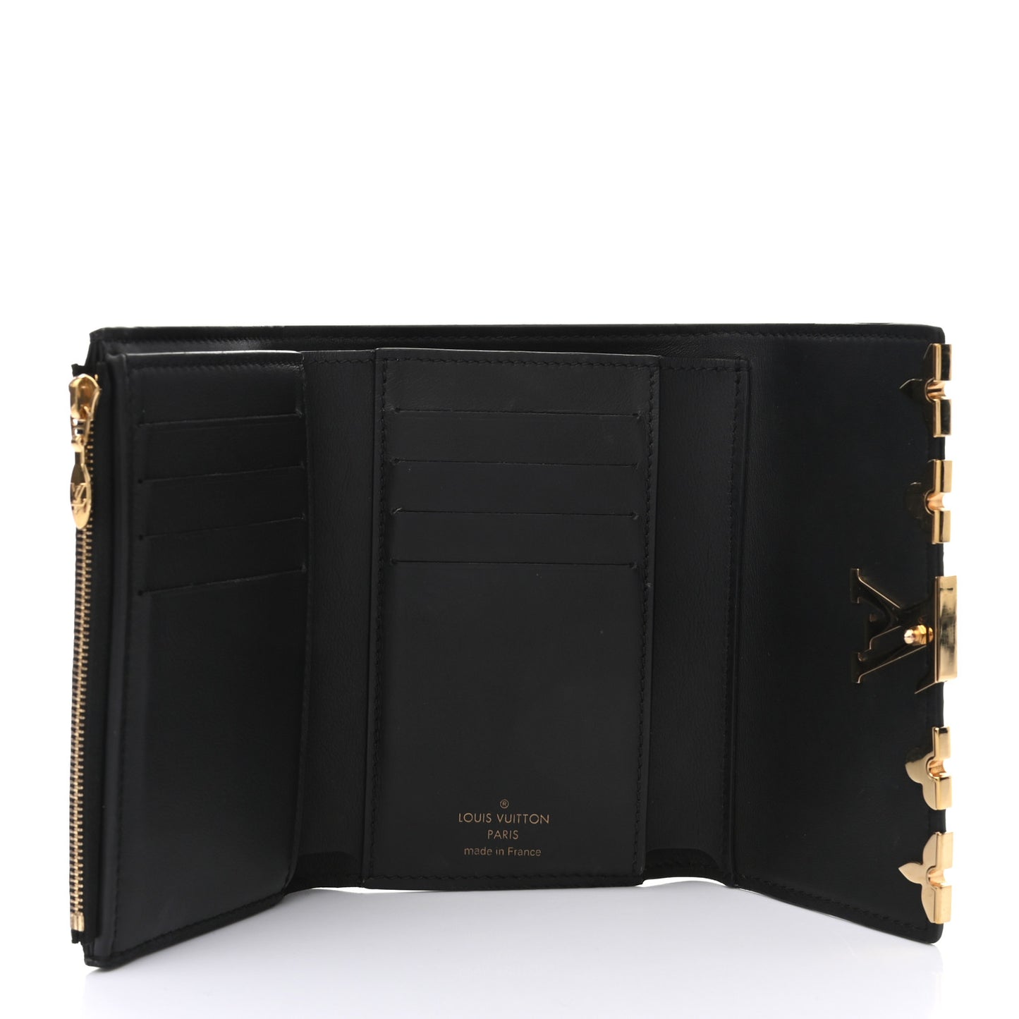 Taurillon Embellished Capucines Compact Wallet Black