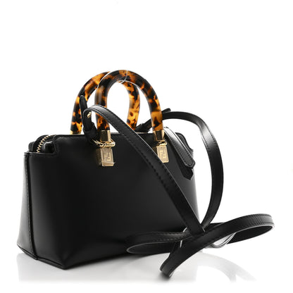 Fendi Vitello King Plexiglass Logo Embossed Mini By The Way Top Handle Boston Bag Black 3 of 10