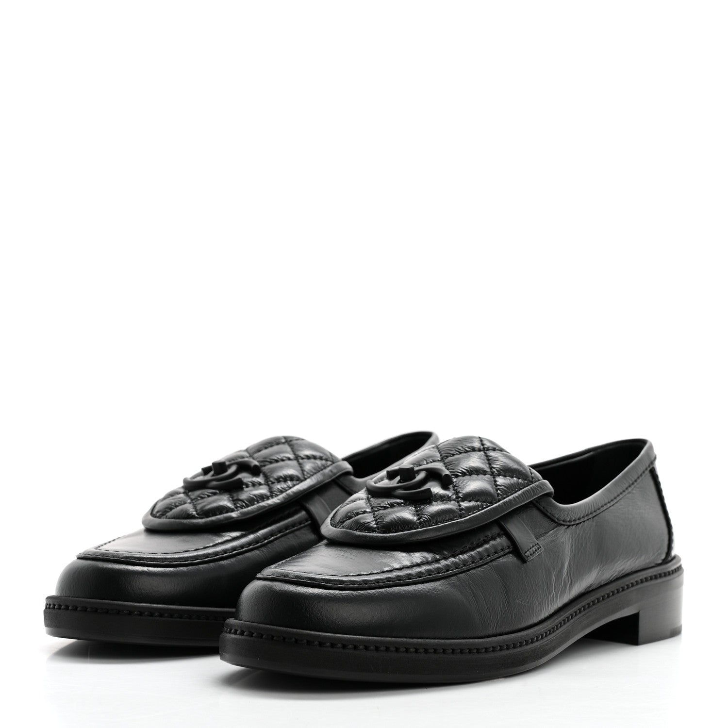 Chanel Crumpled Lambskin Quilted CC Turnlock Loafers 40.5 Black 3 of 9