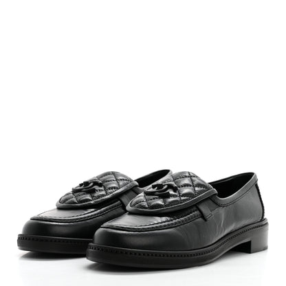 Chanel Crumpled Lambskin Quilted CC Turnlock Loafers 40.5 Black 3 of 9