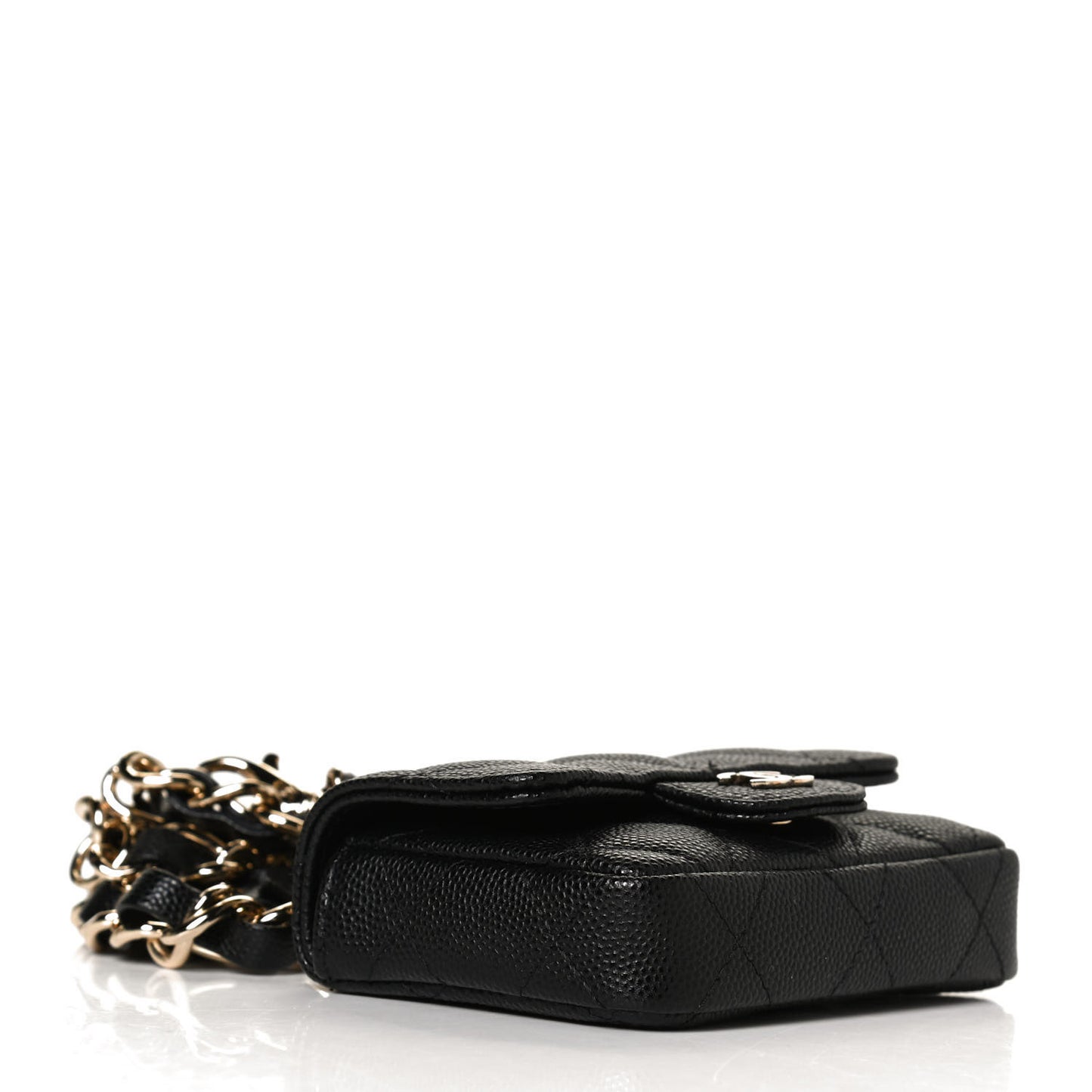 Caviar Quilted Mini Chain Belt Bag Black