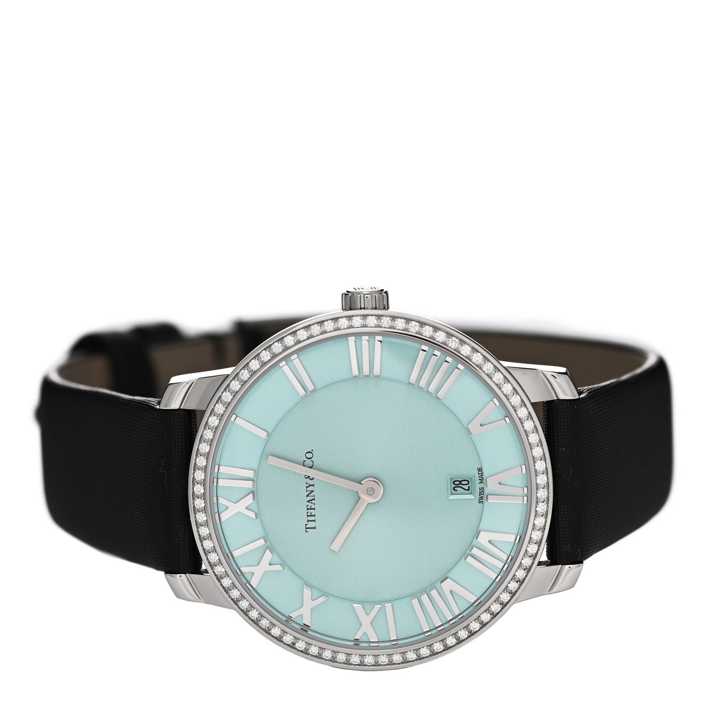 Stainless Steel Satin Diamond Bezel 31mm Atlas 2-Hand Quartz Watch Tiffany Blue