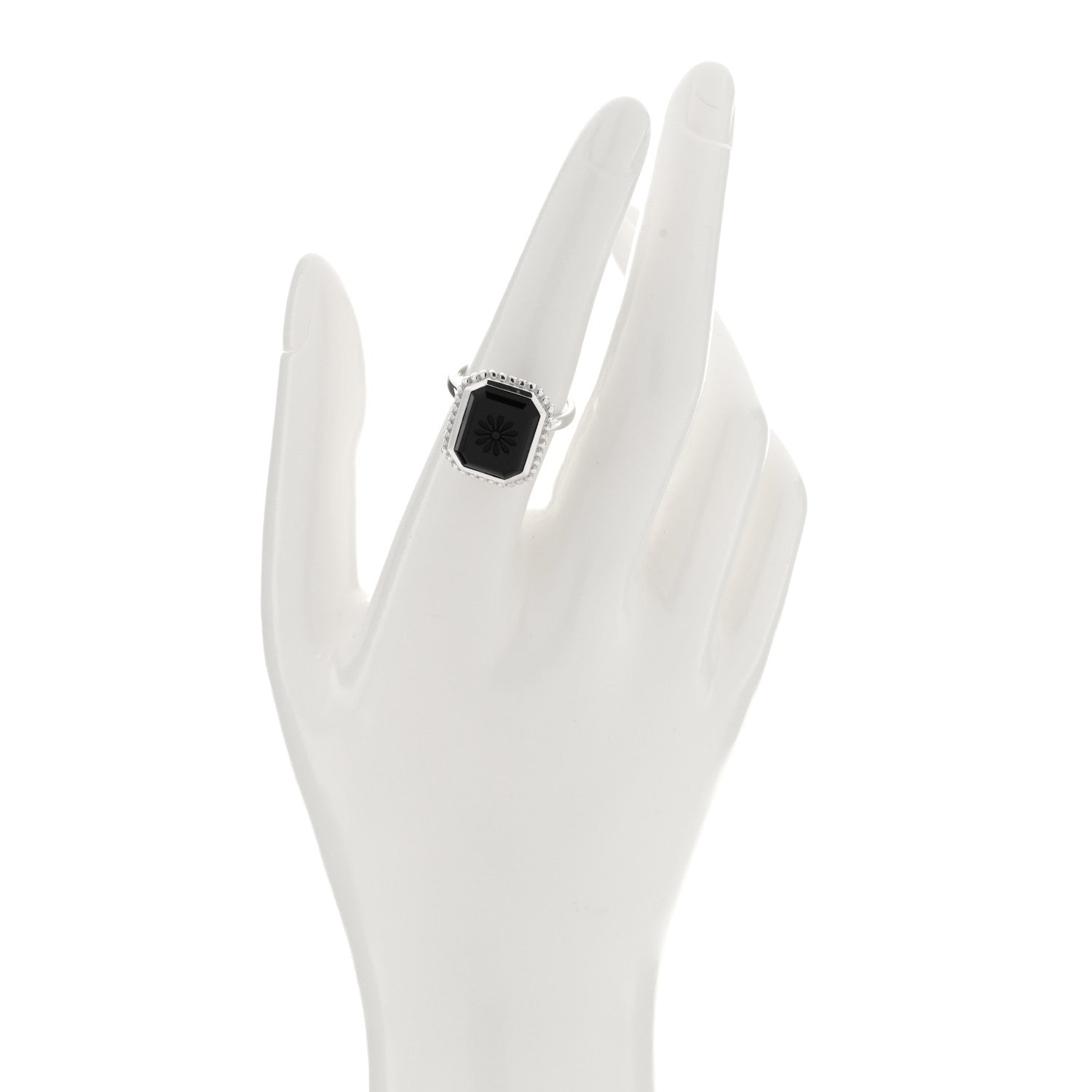 Tiffany Sterling Silver Black Onyx Ziegfeld Daisy Ring 55 7.25 2 of 4