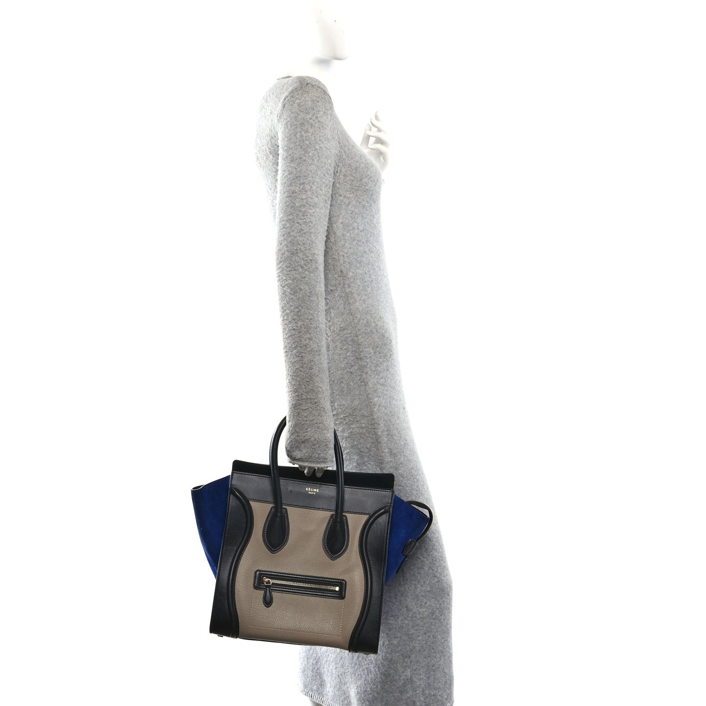 Elephant Calfskin Suede Mini Tri-Color Luggage Sand