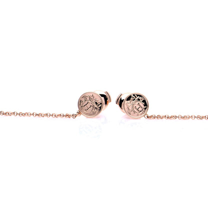 Hermes 18K Rose Gold Diamond Ex-Libris Earrings 4 of 6