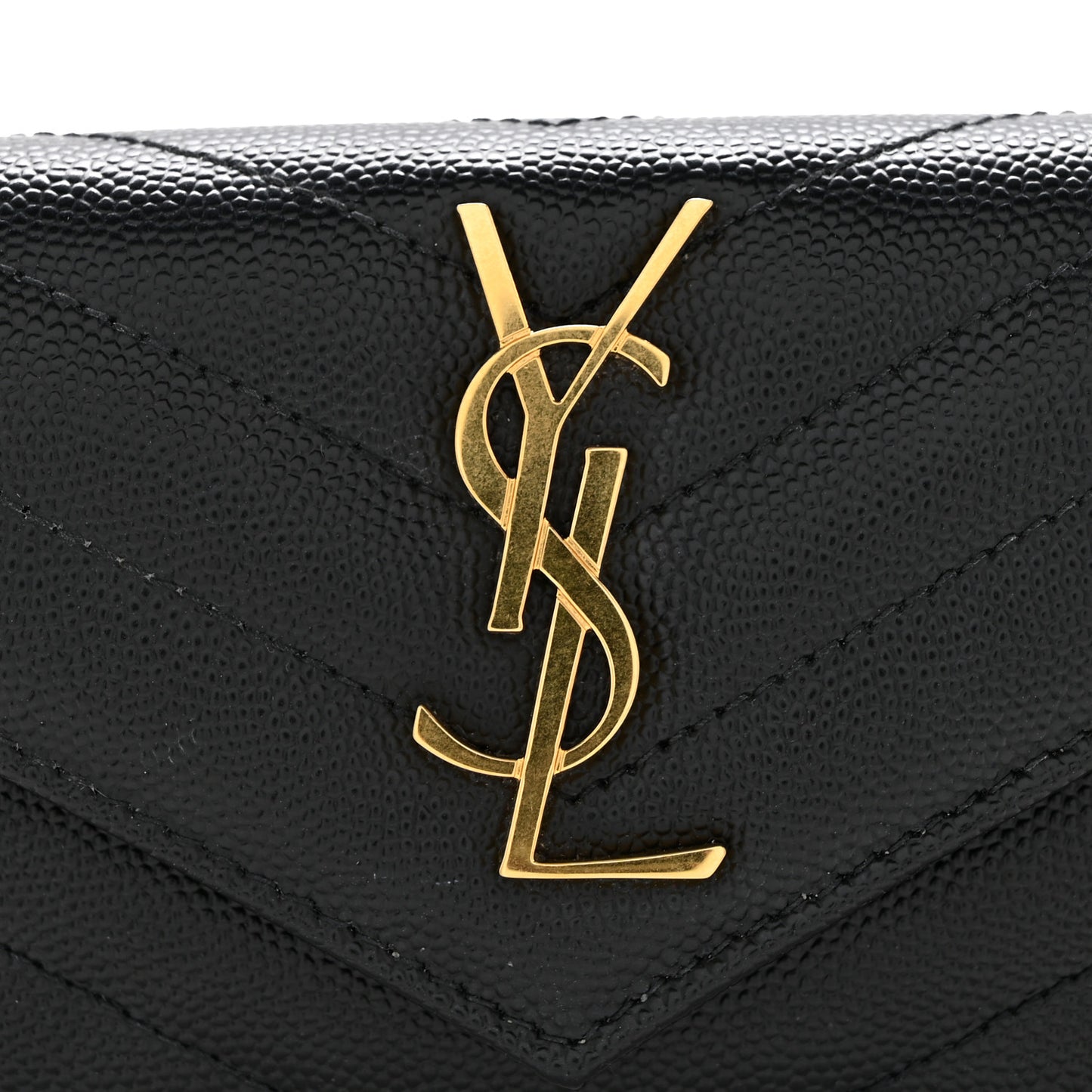 Grain De Poudre Matelasse Chevron Small Monogram Envelope Wallet Black