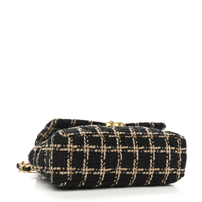 Chanel Tweed Quilted Medium Chanel 19 Flap Black Beige 4 of 11