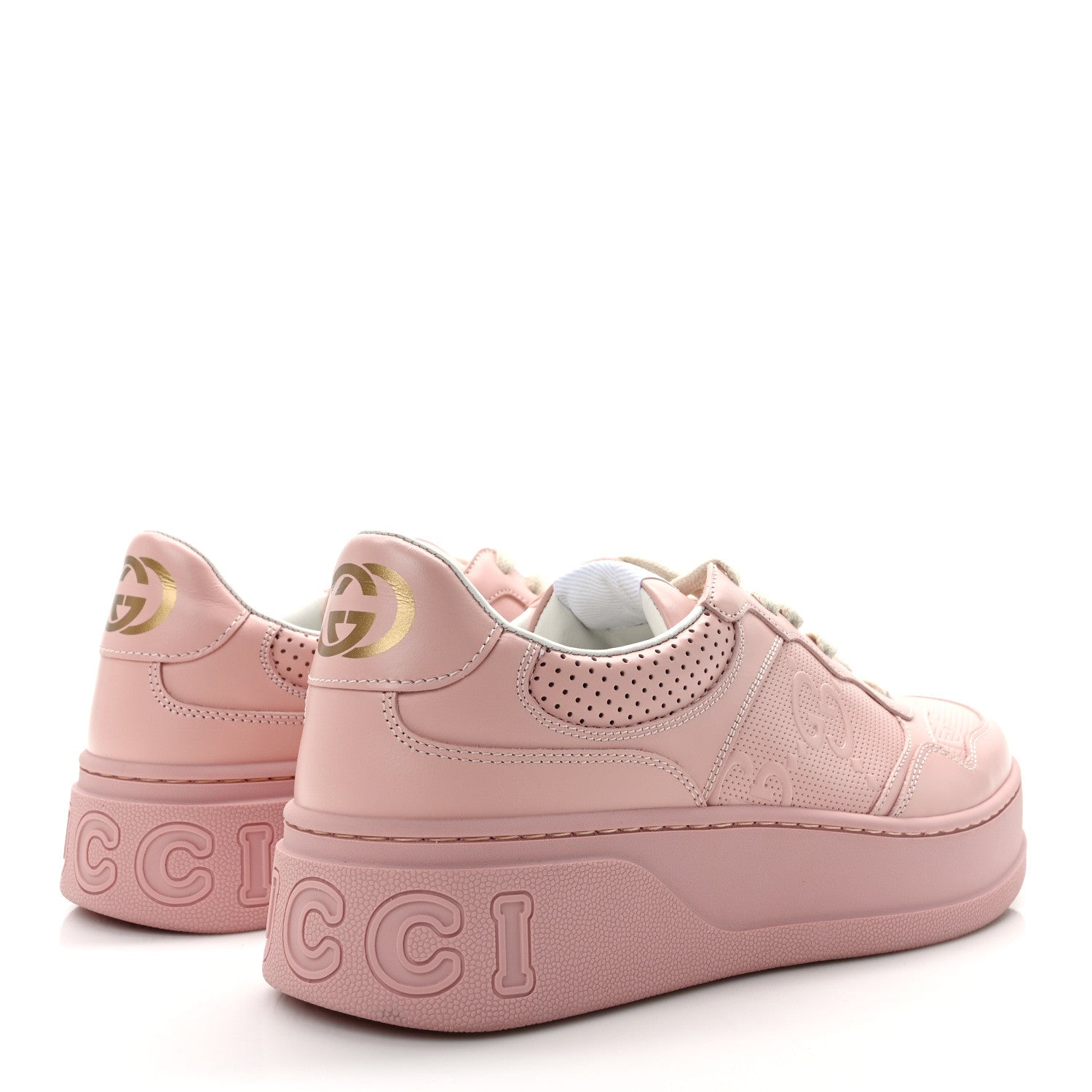 Gucci Calfskin GG Tennis Embossed Womens Platform 55mm Sneakers 40 Powder Pink 4 of 9