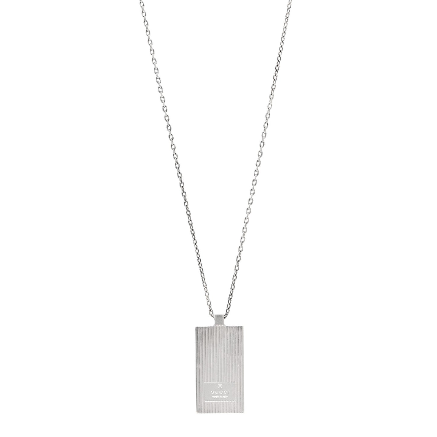 Sterling Silver Logo Rectangle Pendant Necklace