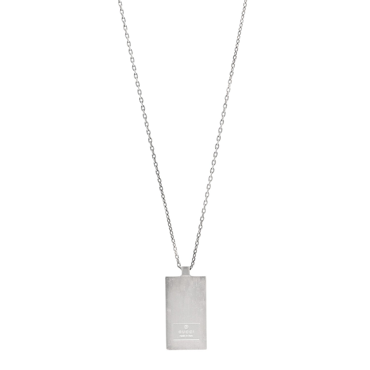 Gucci Sterling Silver Logo Rectangle Pendant Necklace 1 of 5