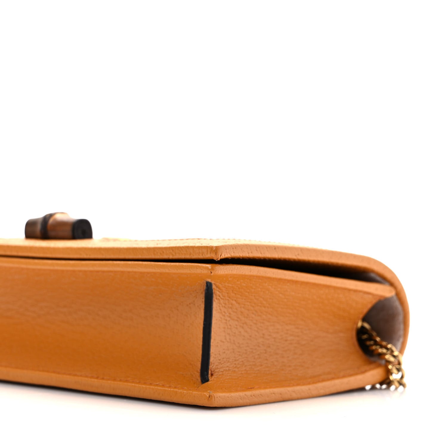 Polished Raffia Textured Dollar Calfskin Houndstooth Mini Diana Chain Bag Natural Sun Oil Mystic White