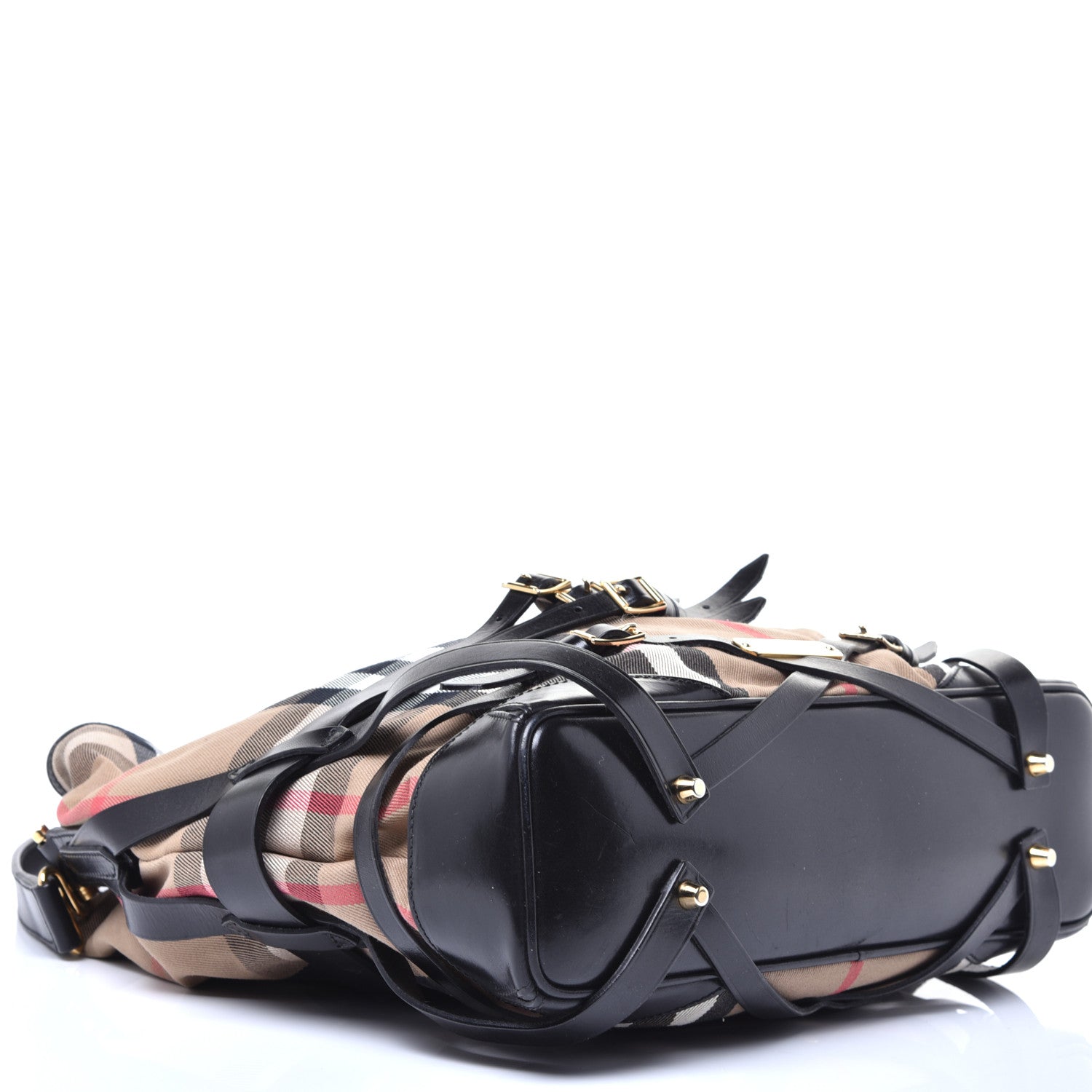 Burberry House Check Bridle Calfskin Medium Gosford Hobo Black 7 of 8